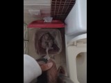 Golden shower on trash can, Desperate to piss
