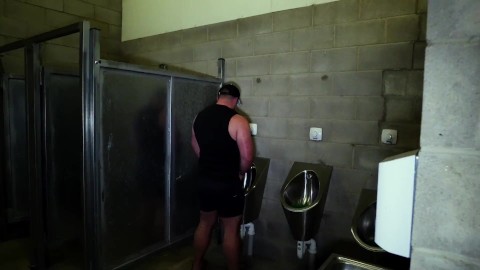 Stocky Bear Koby Falks Caught Wanking at Public Urinal