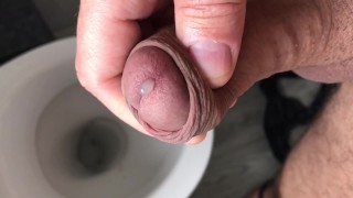 Pre cum before I even got to the toilet. Horny as fuck