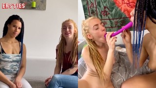 First Hot Lesbian Sex With Double Dildo