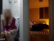 Preview 2 of Peeking stepbro and his girlfriend giving head from the toilet 👀