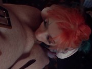 Preview 2 of Colored hair slut gags on my cock