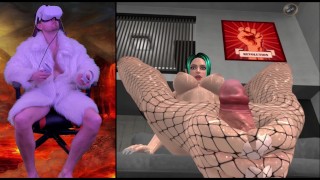 Follando a una súcubo en el juego de realidad virtual "Succubus' Helping Hand".