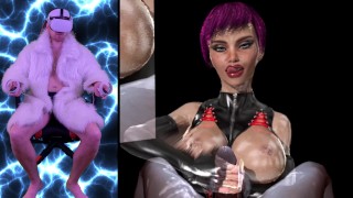 Playing sex slave in VR game. Virtual reality femdom
