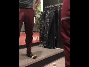 Preview 4 of Solo Male Fitting Room Mirror Masturbation While Trying On New Pants Until I Cum All Over The Floor