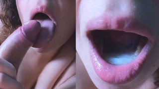 After SUCKING This BIG COCK POV Blowjob I Made A CREAMPIE POOL In My MOUTH