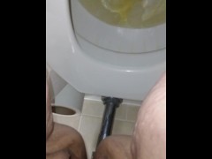 Good morning close up piss and toilet water view