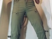 Preview 3 of pee in army leggings after work before cum