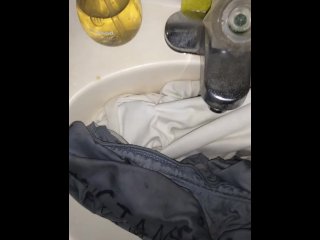 pissing clothes in sink