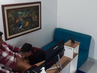 MY BOSS'S SLUT SUCKS MY COCK IN THE OFFICE PART 1