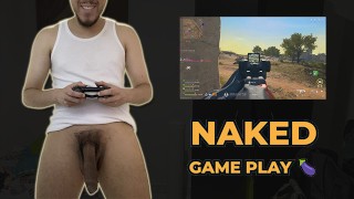 I play COD WZ with my huge uncut cock outside