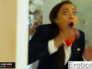 Sexy Flight Attendant Spitroasted By Bestie & Her BF - Adriana Maya, Nicole Bexley - EroticaX screenshot number 1