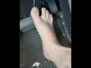 Preview 1 of Man Toes Pedal Pushing Feet Rough After Work Barefoot