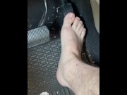 Preview 3 of Man Toes Pedal Pushing Feet Rough After Work Barefoot