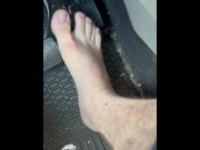 Preview 4 of Man Toes Pedal Pushing Feet Rough After Work Barefoot
