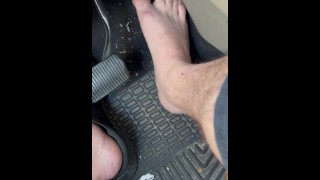 Man Toes Pedal Pushing Feet Rough After Work Barefoot