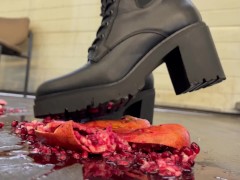 Preview! Black boots crushing pomegranates😈