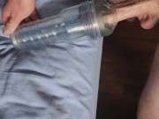 Preview 5 of Big Dick Stretches and Fills Fleshlight