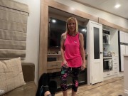 Preview 1 of Hot Blonde Stepmom Gets Creampie in Ripped Yoga Pants - Jane Cane