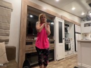 Preview 4 of Hot Blonde Stepmom Gets Creampie in Ripped Yoga Pants - Jane Cane