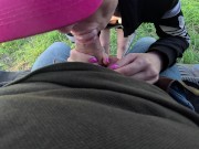 Preview 4 of Stepsister fucked outdoors, powerful cumshot in slow motion