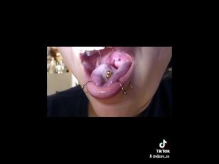 exclusive, solo female, tongue piercing, uvula