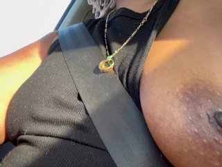 ebony, car, big ass, tattooed women