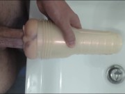 Preview 2 of Pissing and Cumming in my Fleshlight - Cleaning her up with piss