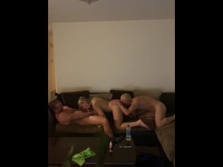 Blonde Teen first 3some