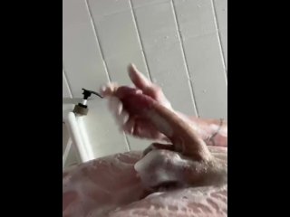 teen, vertical video, shower, big dick