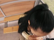 Preview 1 of Risky Public Blowjob on a Bus Station near the Road - Almost Caught! - Black Lynn