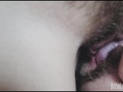 Preview 4 of Up close eating big hairy pussy and sucking on her juicy pussy lips.