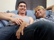 Preview 3 of Friend sucks straight handsome man big cock while watching movies