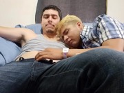Preview 6 of Friend sucks straight handsome man big cock while watching movies