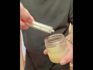 Using my stored cum from the last month to test my wife’s new perfume bottle, smells like jizz!!