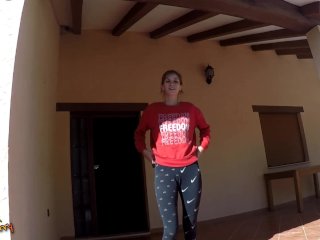 Claary Cherry - HUGE Golden Shower, on the front steps.