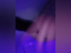 Big ass goth in fishnets fucks herself under blacklight (trying out my new tail!)