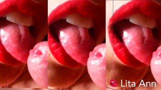 She lets me Cum in her mouth (Red Lips)