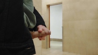 Teen Daddy's Twink Boy Made A Public Display Of Dick Jerking And Cruising In The Men's Restroom For Some Dicks Cum