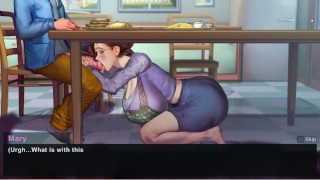 Taffy Tales Uberpie Housewife Gives Blowjob Under The Table But Her Friend Came