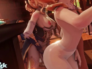 Jean and Barbara getting Face Fucked by Favonius Knights Sex Animation Genshin Impact Orgy Blowjob