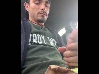 Hung Twink - Stroking Cock in Car
