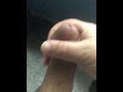 Preview 5 of Trying to Edge with a hair tie for a cock ring and my dick leaks precum.