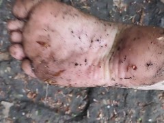 Dirty latina girl dirty feet outside foot porn