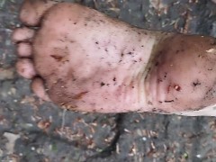 Dirty muddy feet Foot fetish