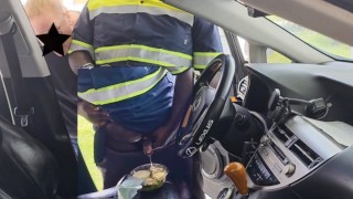 OMG!! Female customer caught the food Delivery Guy  jerking off on her Caesar salad (In Car)
