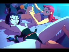 Teen Titans - Robin Fucks Starfire X Raven Group SeX