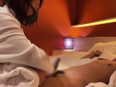 ドM男のおちんちんをローションガーゼで亀頭責めしてあげたら敏感になりすぎて悶絶絶頂で大量射精　手コキ　ザーメン　調教　デカチン　大量精子　かわいい　素人　カップル　投稿　個人撮影　日本人　えむゆみ - Screenshot 6 of 16 - Handjob