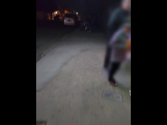 Public sex. She sucks my cock on street. Anal on terrace of building. Part 1-2