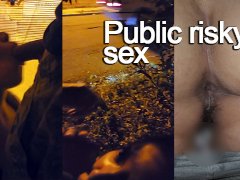 Public sex. She sucks my cock on street. Anal on terrace of building. Part 2-2